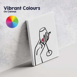 Minimalist Hand Holding Red Wine Glass Line Drawing Canvas Wall Art Print Decor Picture Ready to Hang