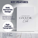 Monochrome Good Side Of Life Cocktail Club Typography Canvas Wall Art Print Decor Picture Ready to Hang