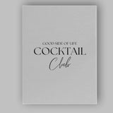 Monochrome Good Side Of Life Cocktail Club Typography Canvas Wall Art Print Decor Picture Ready to Hang