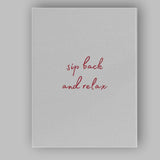 Minimalist Sip Back And Relax Red Script Quote Canvas Wall Art Print Decor Picture Ready to Hang