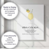Minimalist Pina Colada Cocktail Recipe Tropical Drink Illustration Canvas Wall Art Print Decor Picture Ready to Hang