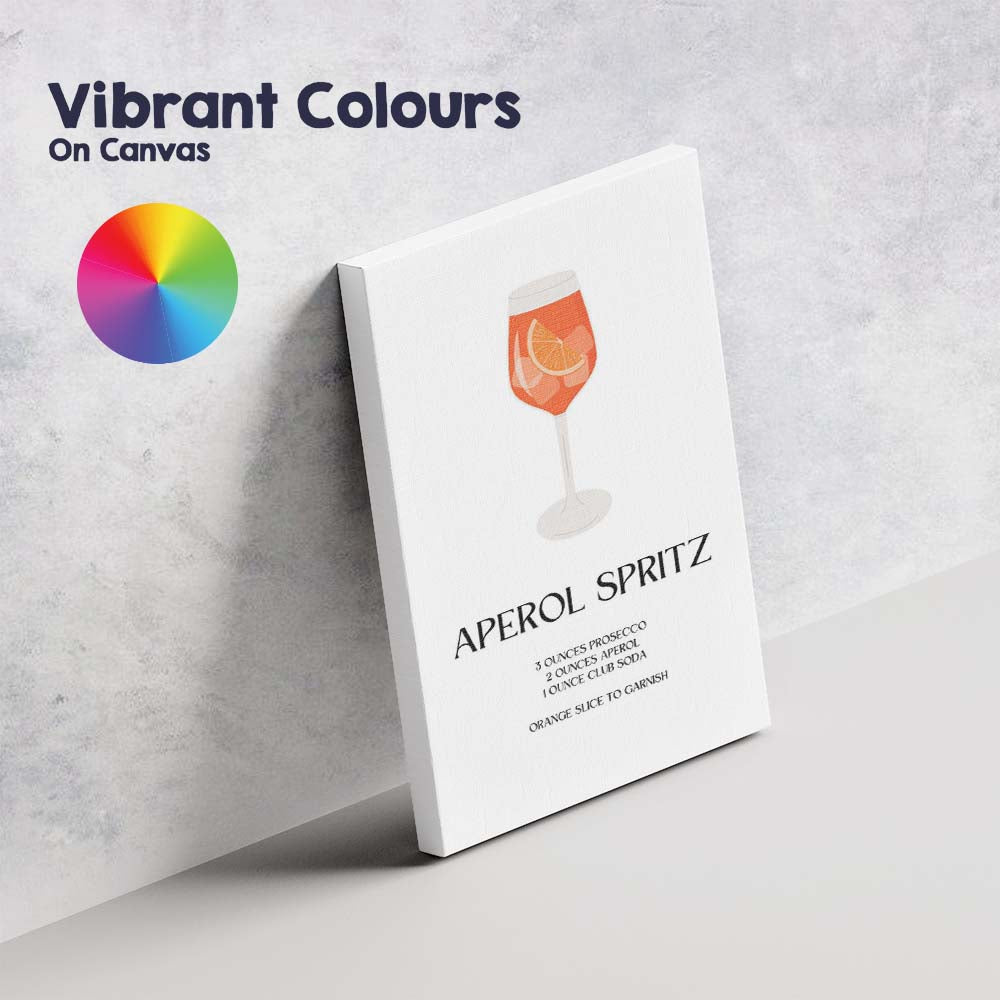 Minimalist Aperol Spritz Cocktail Recipe Italian Aperitif Bar Print Canvas Wall Art Print Decor Picture Ready to Hang