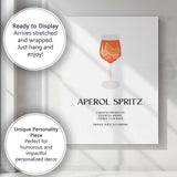 Minimalist Aperol Spritz Cocktail Recipe Italian Aperitif Bar Print Canvas Wall Art Print Decor Picture Ready to Hang
