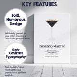 Minimalist Espresso Martini Cocktail Recipe Coffee Bar Print Canvas Wall Art Print Decor Picture Ready to Hang
