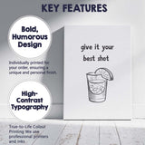 Minimalist Give It Your Best Shot Cocktail Quote Line Art Canvas Wall Art Print Decor Picture Ready to Hang