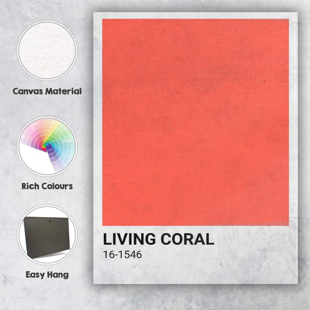 Living Coral Modern Colour Block Minimalist Poster Canvas Wall Art Print Decor Picture Ready to Hang