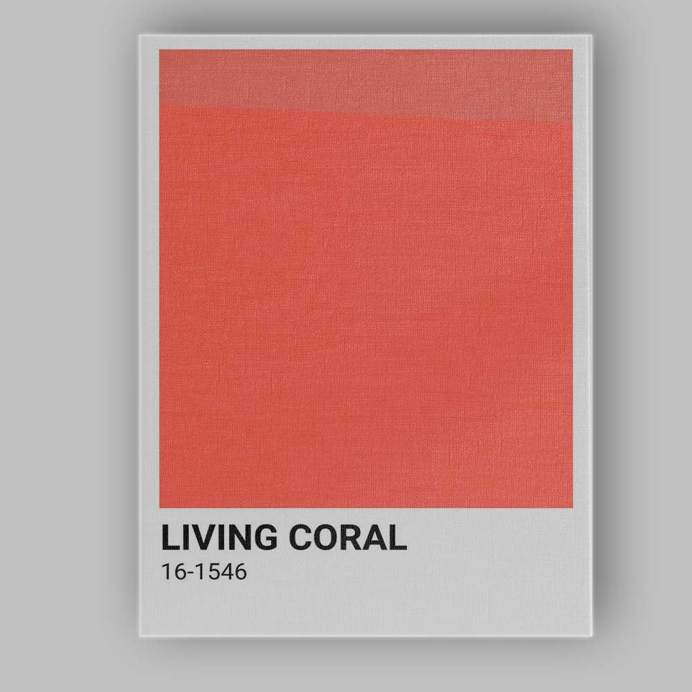 Living Coral Modern Colour Block Minimalist Poster Canvas Wall Art Print Decor Picture Ready to Hang