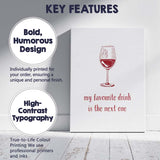 Minimalist Red Wine Glass Line Art With My Favourite Drink Is The Next One Quote Canvas Wall Art Print Decor Picture Ready to Hang