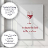 Minimalist Red Wine Glass Line Art With My Favourite Drink Is The Next One Quote Canvas Wall Art Print Decor Picture Ready to Hang