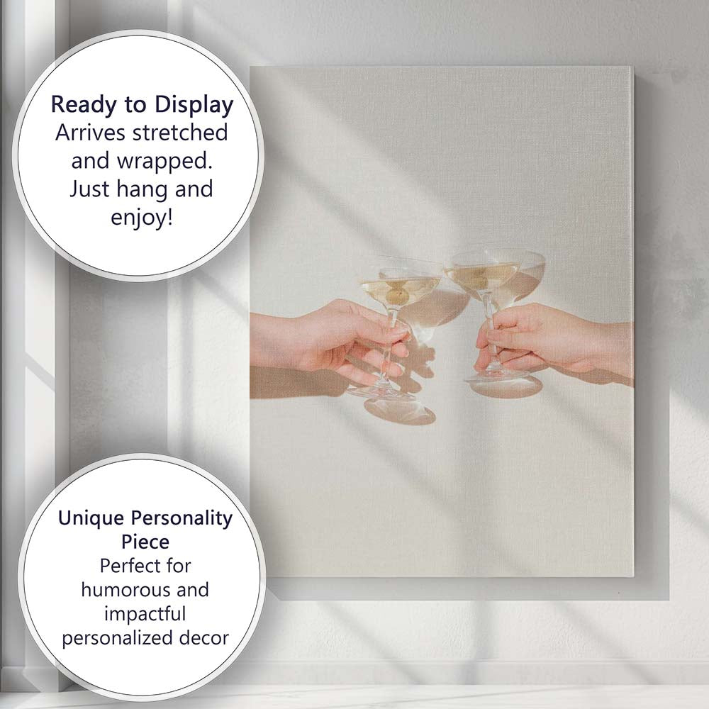 Elegant Champagne Toast Photography Neutral Aesthetic Celebration Canvas Wall Art Print Decor Picture Ready to Hang