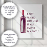 Watercolour Red Wine Bottle Humorous Rescue Quote Kitchen Bar Canvas Wall Art Print Decor Picture Ready to Hang