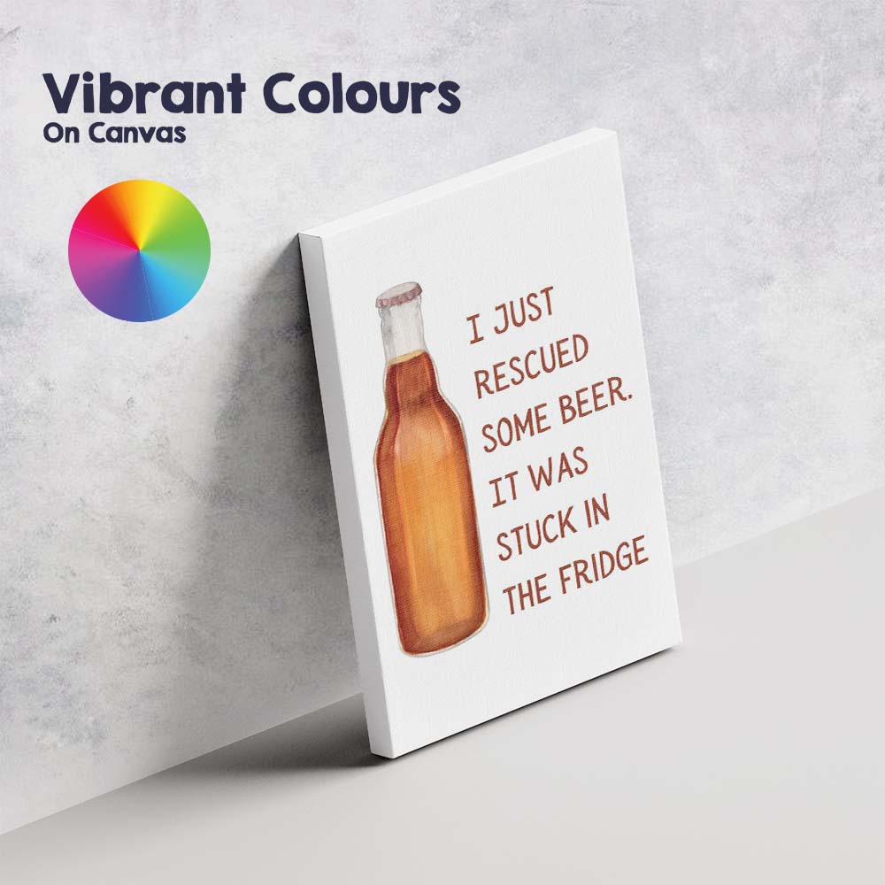 Watercolour Beer Bottle Humorous Rescue Quote Kitchen Pub Canvas Wall Art Print Decor Picture Ready to Hang