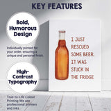 Watercolour Beer Bottle Humorous Rescue Quote Kitchen Pub Canvas Wall Art Print Decor Picture Ready to Hang