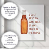 Watercolour Beer Bottle Humorous Rescue Quote Kitchen Pub Canvas Wall Art Print Decor Picture Ready to Hang