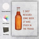 Watercolour Beer Bottle Humorous Rescue Quote Kitchen Pub Canvas Wall Art Print Decor Picture Ready to Hang