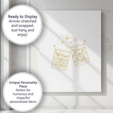 Minimalist Gold Whisky Tumbler Cheers Line Art Illustration Canvas Wall Art Print Decor Picture Ready to Hang