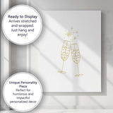 Minimalist Gold Champagne Flute Toast Line Art Illustration Canvas Wall Art Print Decor Picture Ready to Hang