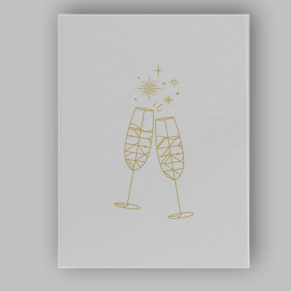 Minimalist Gold Champagne Flute Toast Line Art Illustration Canvas Wall Art Print Decor Picture Ready to Hang
