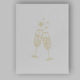 Minimalist Gold Champagne Flute Toast Line Art Illustration Canvas Wall Art Print Decor Picture Ready to Hang