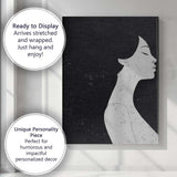 Black and White Minimalist Female Side Profile Portrait Contemporary Canvas Wall Art Print Decor Picture Ready to Hang