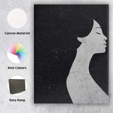 Black and White Minimalist Female Side Profile Portrait Contemporary Canvas Wall Art Print Decor Picture Ready to Hang
