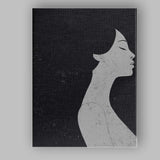 Black and White Minimalist Female Side Profile Portrait Contemporary Canvas Wall Art Print Decor Picture Ready to Hang