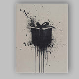 Black Ink Splash Gift Box Abstract Grunge Contemporary Canvas Wall Art Print Decor Picture Ready to Hang