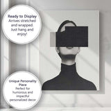 Minimalist Monochrome Portrait With Geometric Black Rectangle Contemporary Canvas Wall Art Print Decor Picture Ready to Hang