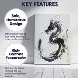Japanese Sumi Ink Dragon Monochrome Oriental Brush Painting Canvas Wall Art Print Decor Picture Ready to Hang