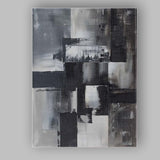 Monochrome Abstract Geometric Block Textured Modern Painting Canvas Wall Art Print Decor Picture Ready to Hang
