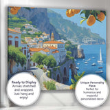 Scenic Amalfi Coast Italy Coastal Village Citrus Travel Landscape Canvas Wall Art Print Decor Picture Ready to Hang