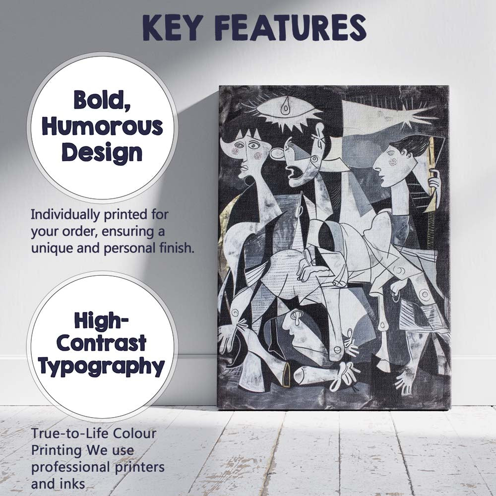 Cubist Monochrome Abstract Figurative Portrait Modern Art Canvas Wall Art Print Decor Picture Ready to Hang
