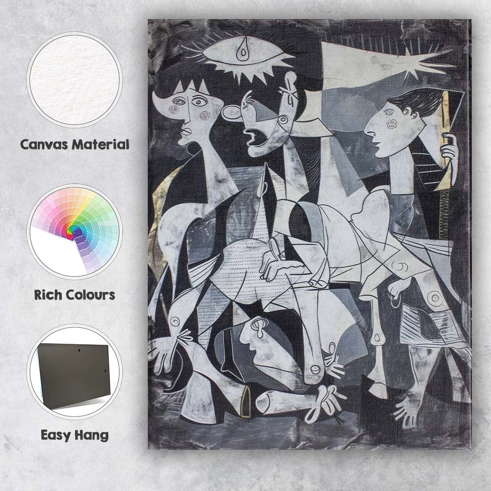 Cubist Monochrome Abstract Figurative Portrait Modern Art Canvas Wall Art Print Decor Picture Ready to Hang