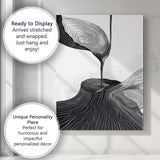 Black and White Abstract Liquid Flow Topographic Line Art Canvas Wall Art Print Decor Picture Ready to Hang