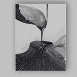 Black and White Abstract Liquid Flow Topographic Line Art Canvas Wall Art Print Decor Picture Ready to Hang