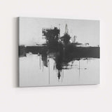 Monochrome Abstract Urban Skyline Brushstroke Painting Canvas Wall Art Print Decor Picture Ready to Hang