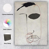 Minimalist Abstract Black Bird Red Line Contemporary Composition Canvas Wall Art Print Decor Picture Ready to Hang
