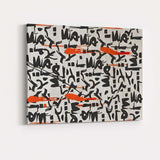 Contemporary Black Orange Abstract Graffiti Typography Pattern Canvas Wall Art Print Decor Picture Ready to Hang