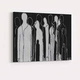 Monochrome Abstract Human Silhouette Line Art Figures Canvas Wall Art Print Decor Picture Ready to Hang