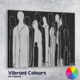 Monochrome Abstract Human Silhouette Line Art Figures Canvas Wall Art Print Decor Picture Ready to Hang