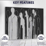 Monochrome Abstract Human Silhouette Line Art Figures Canvas Wall Art Print Decor Picture Ready to Hang