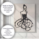 Abstract Black Ink Fashion Dress Sketch Minimalist Figure Canvas Wall Art Print Decor Picture Ready to Hang