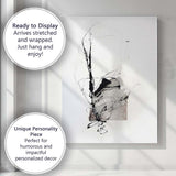 Monochrome Abstract Portrait Ink Line Illustration Canvas Wall Art Print Decor Picture Ready to Hang