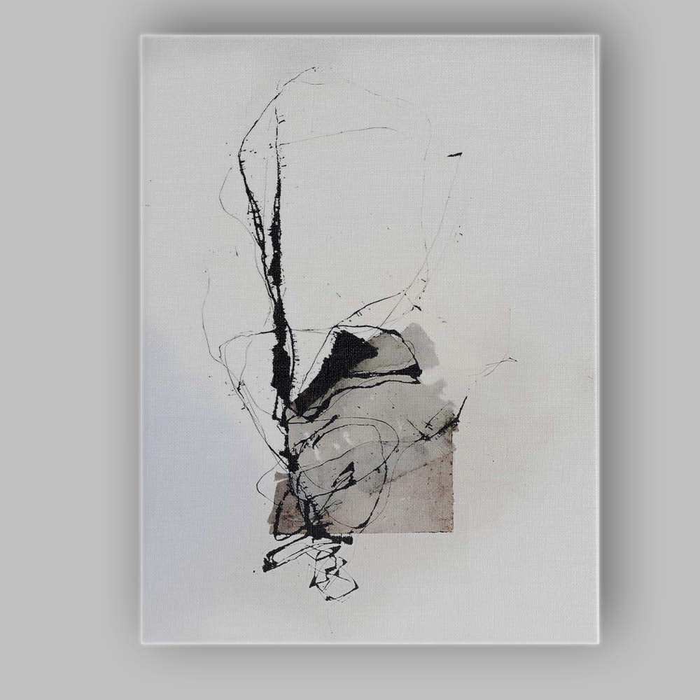 Monochrome Abstract Portrait Ink Line Illustration Canvas Wall Art Print Decor Picture Ready to Hang