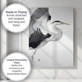 Elegant Monochrome Flying Heron Watercolour Wildlife Canvas Wall Art Print Decor Picture Ready to Hang