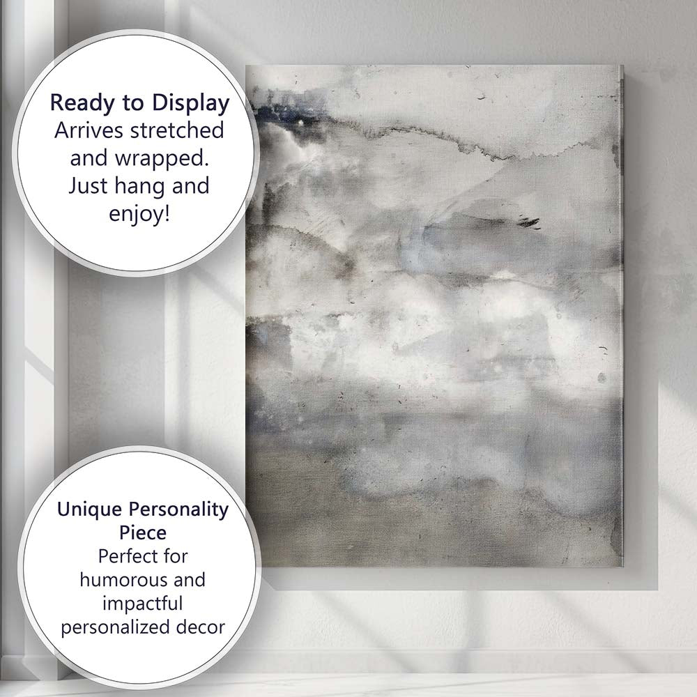 Soft Grey Misty Abstract Landscape Watercolour Painting Canvas Wall Art Print Decor Picture Ready to Hang