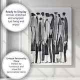 Minimalist Monochrome Elongated Human Figures Contemporary Illustration Canvas Wall Art Print Decor Picture Ready to Hang
