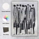 Minimalist Monochrome Elongated Human Figures Contemporary Illustration Canvas Wall Art Print Decor Picture Ready to Hang