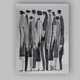 Minimalist Monochrome Elongated Human Figures Contemporary Illustration Canvas Wall Art Print Decor Picture Ready to Hang