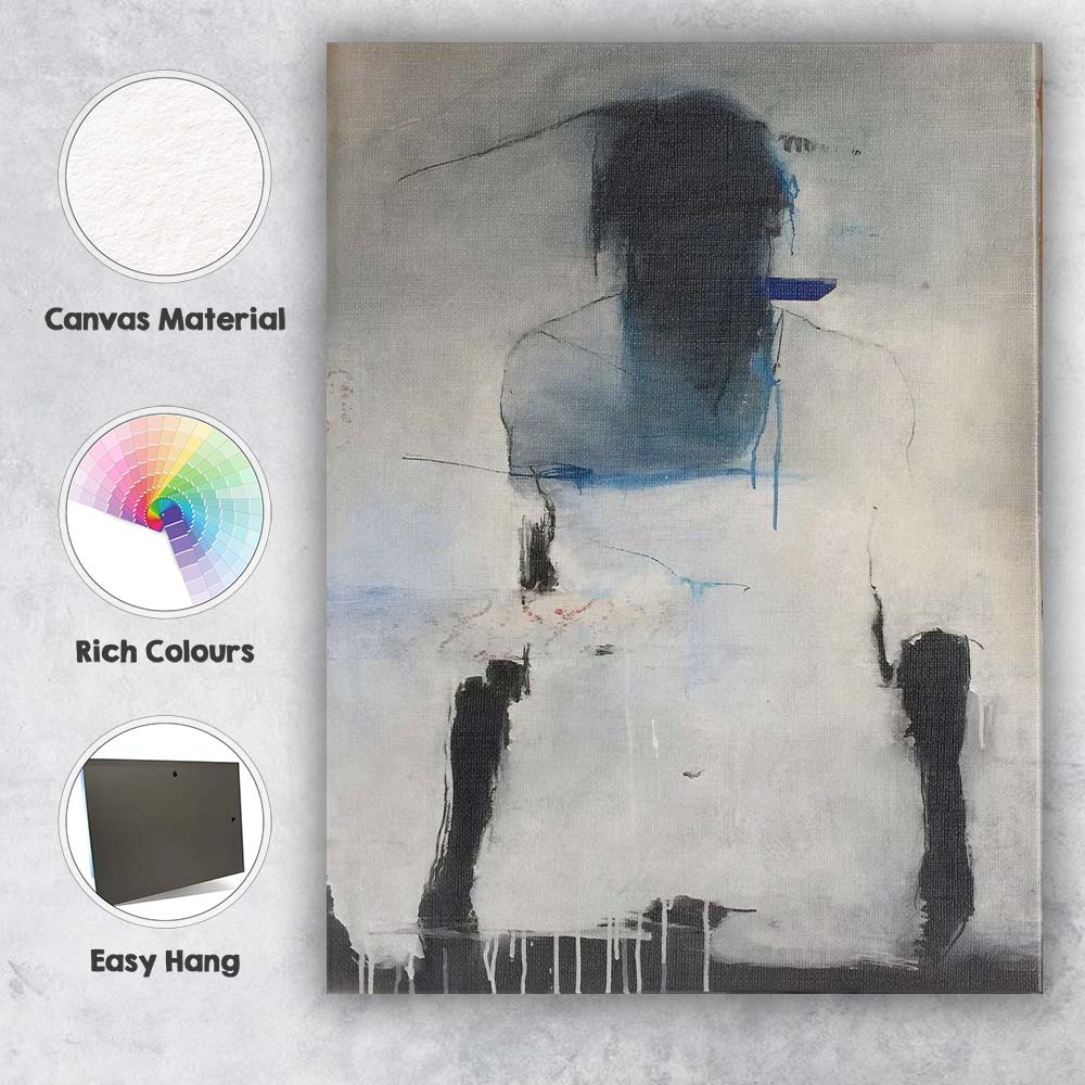 Abstract Monochrome Faceless Figure Expressionist Painting Canvas Wall Art Print Decor Picture Ready to Hang